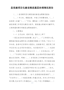 县党建项目化建设推进基层治理情况报告