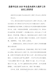 县委书记在2025年全县未成年人保护工作会议上的讲话
