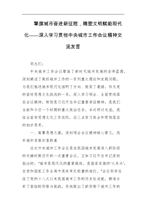 擎旗城市奋进新征程精塑文明赋能现代化深入学习贯彻中央城市工作会议精神交流发言