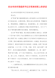在全市农村党组织书记示范培训班上的讲话
