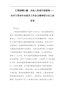 汇聚磅礴力量共绘人民城市新画卷在学习贯彻中央城市工作会议精神研讨会上的发言