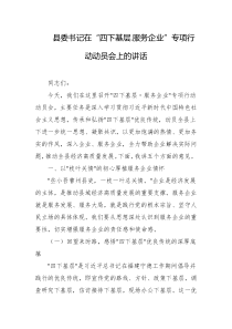 县委书记在四下基层服务企业专项行动动员会上的讲话