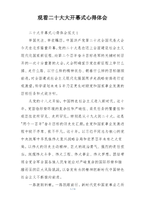 观看二十大大开幕式心得体会