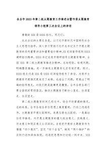 在全市20XX年第二批主题教育工作推进会暨市委主题教育领导小组第三次会议上的讲话