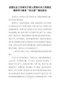 县委社会工作部关于深入贯彻中央八项规定精神学习教育“回头看”情况报告