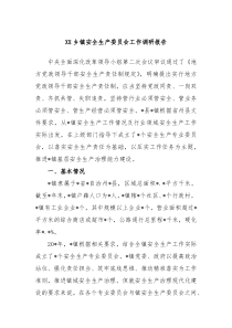 XX乡镇安全生产委员会工作调研报告