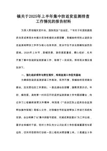 镇关于2025年上半年集中防返贫监测排查工作情况的报告材料