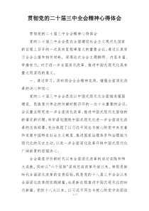 贯彻党的二十届三中全会精神心得体会