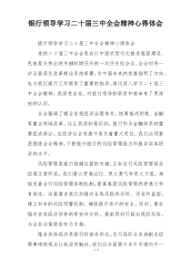 银行领导学习二十届三中全会精神心得体会