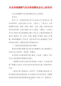 在全市城镇燃气安全排查整治会议上的讲话