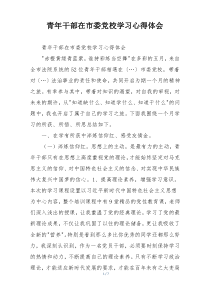 青年干部在市委党校学习心得体会