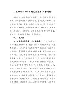 XX党支部书记20XX年度抓基层党建工作述职报告