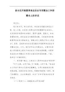 县长在开展夏季食品安全专项整治工作部署会上的讲话