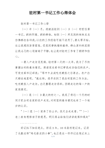 驻村第一书记工作心得体会
