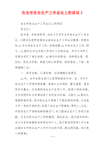 在全市安全生产工作会议上的讲话3