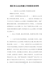 园区非公企业党建工作典型发言材料