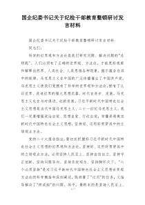 国企纪委书记关于纪检干部教育整顿研讨发言材料