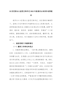 XX区党委办公室党支部书记20XX年度落实主体责任述职报告