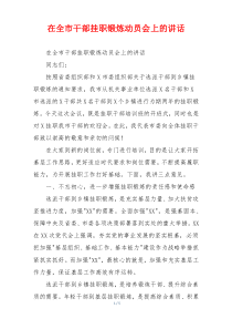 在全市干部挂职锻炼动员会上的讲话