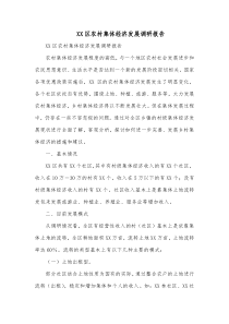 XX区农村集体经济发展调研报告