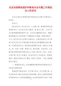 在全市度耕地保护和粮食安全专题工作推进会上的讲话