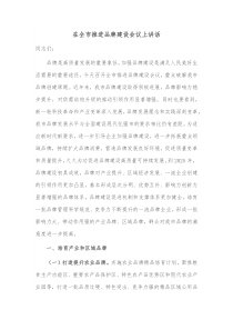 在全市推进品牌建设会议上讲话