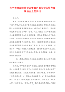 在全市推动文旅业态集聚区服务业加快发展现场会上的讲话