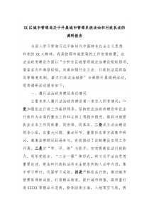 XX区城市管理局关于开展城市管理系统法治和行政执法的调研报告