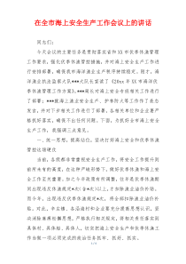 在全市海上安全生产工作会议上的讲话