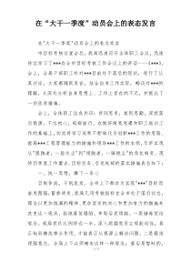 在“大干一季度”动员会上的表态发言