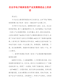 在全市电子线束信息产业发展推进会上的讲话