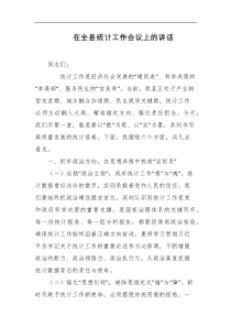在全县统计工作会议上的讲话