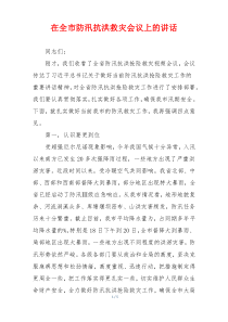在全市防汛抗洪救灾会议上的讲话
