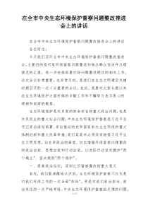 在全市中央生态环境保护督察问题整改推进会上的讲话