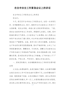在全市安全工作紧急会议上的讲话
