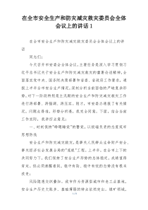 在全市安全生产和防灾减灾救灾委员会全体会议上的讲话1