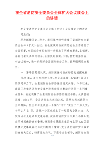 在全省消防安全委员会全体扩大会议续会上的讲话