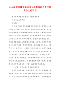 在全镇高质量发展推进大会暨镇村负责干部大会上的讲话