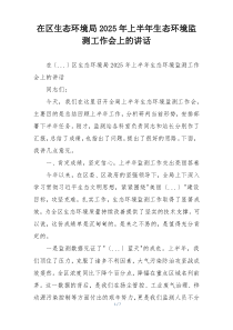 在区生态环境局2025年上半年生态环境监测工作会上的讲话