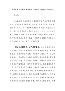 在县发展壮大村级集体经济工作领导小组会议上的讲话