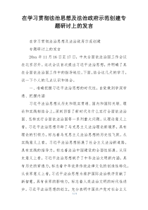 在学习贯彻法治思想及法治政府示范创建专题研讨上的发言
