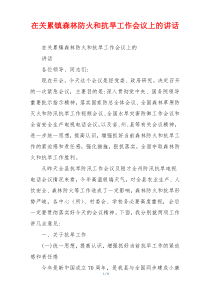 在关累镇森林防火和抗旱工作会议上的讲话