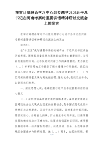 在审计局理论学习中心组专题学习习近平总书记在河南考察时重要讲话精神研讨交流会上的发言