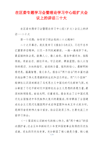 在区委专题学习会暨理论学习中心组扩大会议上的讲话二十大