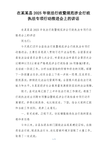 在某某县2025年依法行政暨规范涉企行政执法专项行动推进会上的讲话