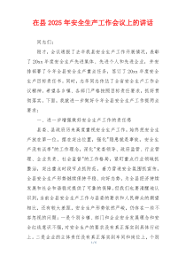 在县2025年安全生产工作会议上的讲话