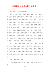 在县委人才工作会议上的讲话1