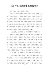 2025年派出所党支部先进事迹材料