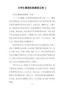 大学生暑期实践感悟五例 2