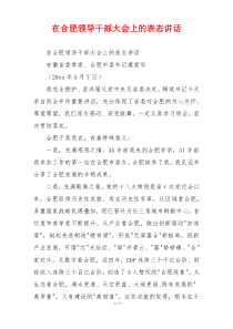 在合肥领导干部大会上的表态讲话